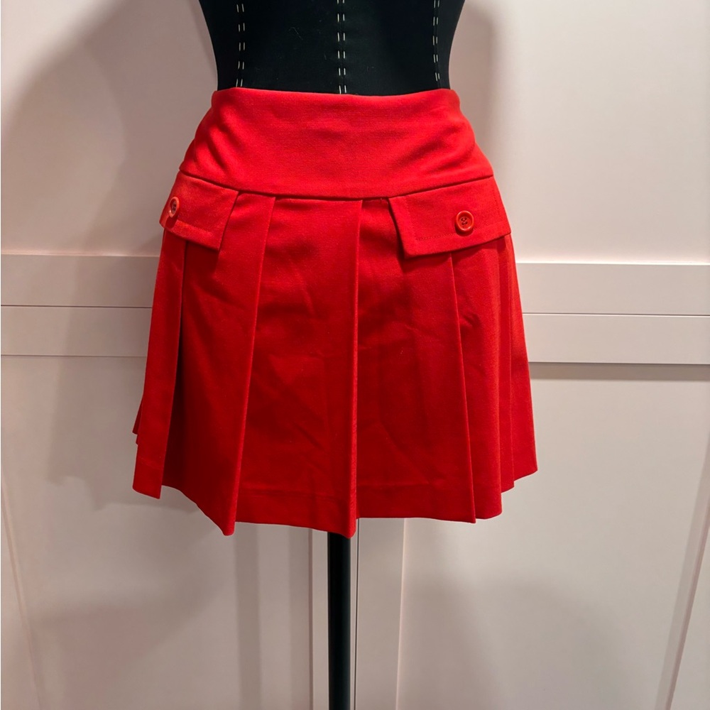 Trina Turk Red Pleated Mini Skirt